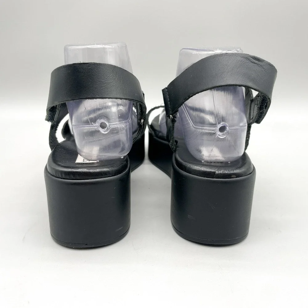 Steve Madden Womens 10 Flatform Sandals Black Leather Studded Edgy Punk 90s Y2K